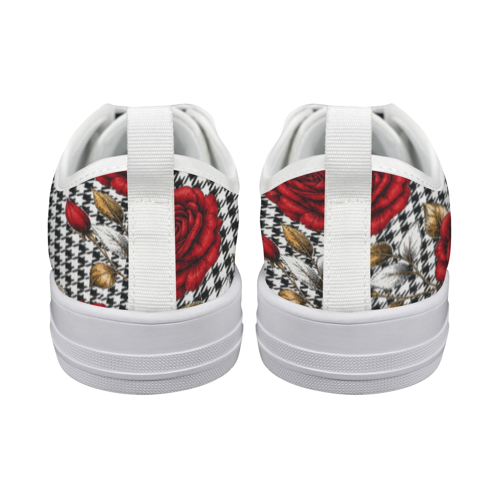 Rich and Rich Red Rose Houndstooth Low Top Women's Sneakers