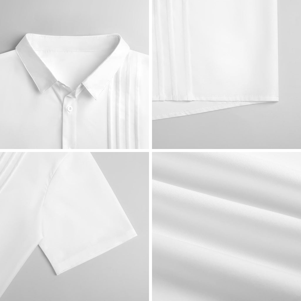 Men's short sleeve lapel collar shirt in light fabric with button front