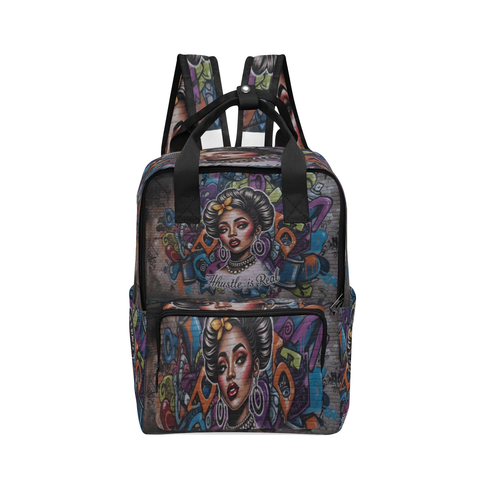 Rich and Rich The Hustle Is Real Graffiti Designer Twin Handle Backpack