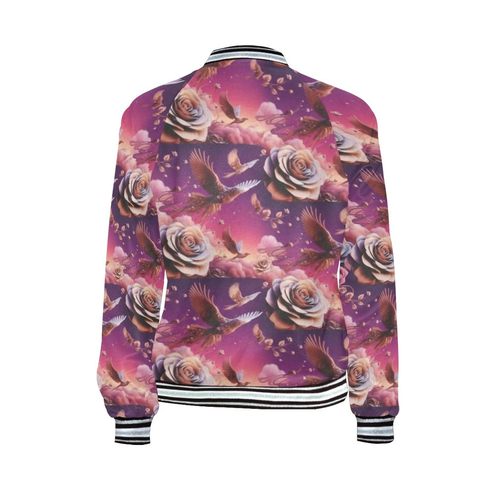 Rich and Rich Flowery Abstract Women's Designer Bomber Jacket