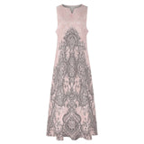 Sleeveless ankle-length blush baroque print maxi dress with V-neck and side pockets — alternate view