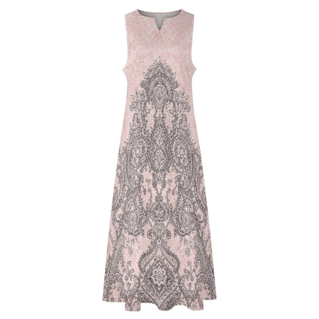 Rich & Rich Blush Baroque Elegance Sleeveless Maxi Dress with Pockets Sleeveless Long Dress (GQ) - Rich and Rich Homeopportunities