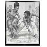 Juba and Capoeira Rhythm Circle Monochrome Canvas Art