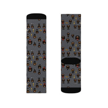 Load image into Gallery viewer, R&amp;RH Grey Caricature Toon Sublimation Socks
