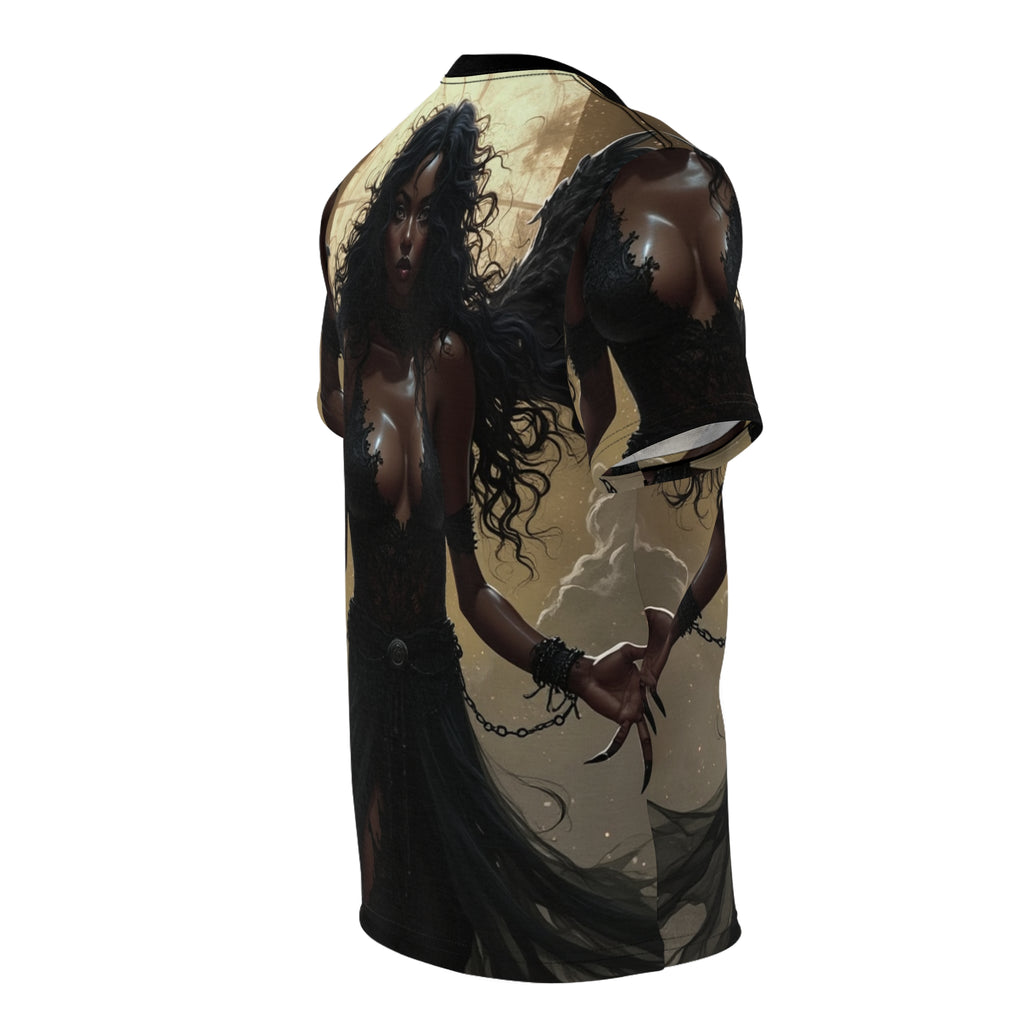 Gothic Angel Unisex All Over Print Graphic Tee featuring dark fantasy artwork