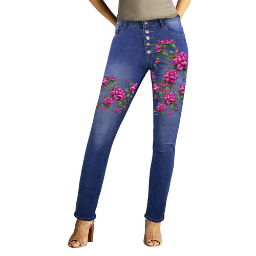 R&RH Fuchsia Flower Women's Jeans - Rich and Rich Homeopportunities 