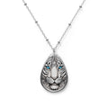 R&RH Elegant Silver Tiger Face Oval Necklace with Detailed Animal Design
