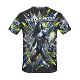 Black men's crew neck t-shirt with multicolor Vertex Mode geometric graphic — additional view 7