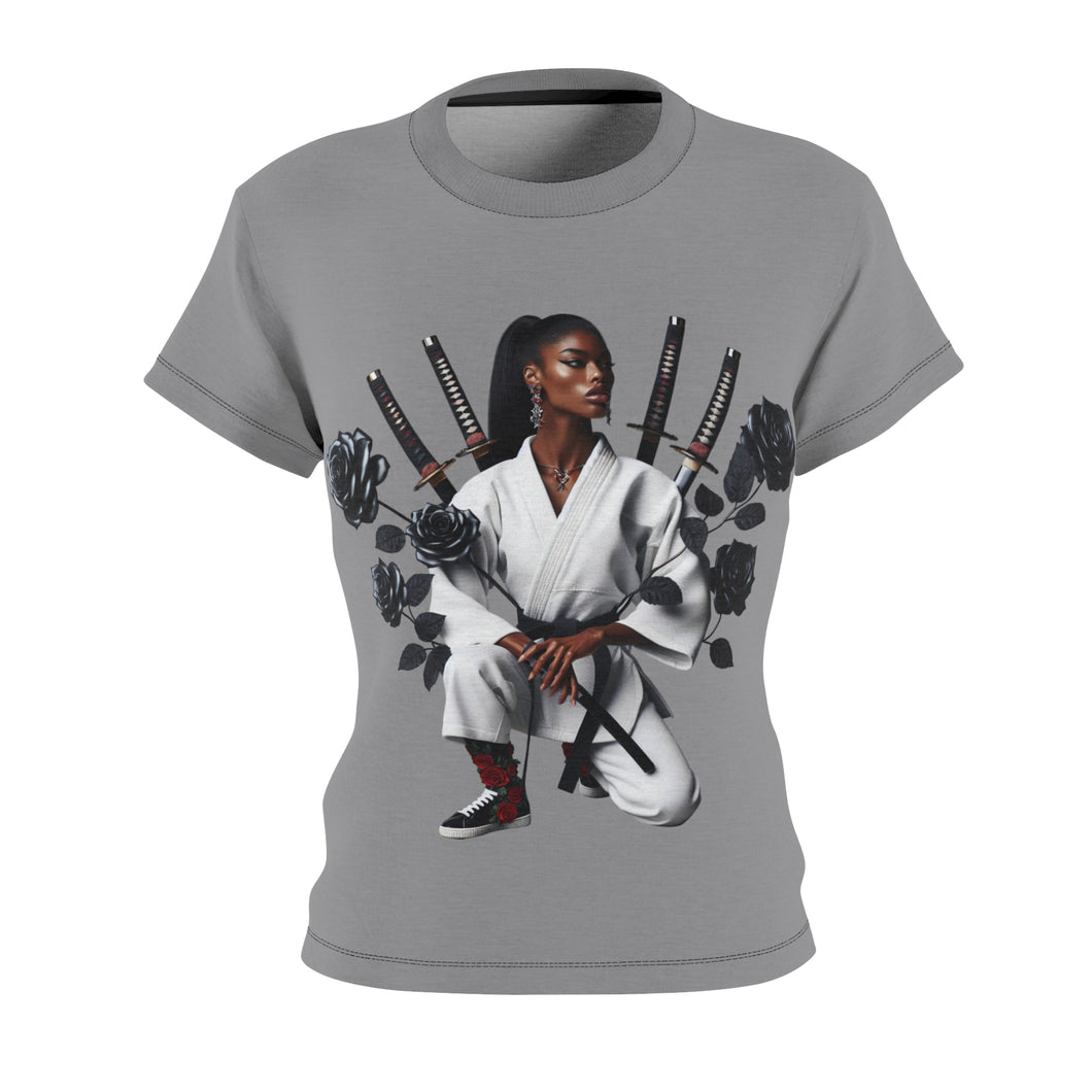 R&RH Empowered Women’s Grey Tee - Samurai Style Graphic Shirt