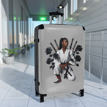Load image into Gallery viewer, R&amp;RH Elegant Samurai Style Grey Womens Suitcase with Floral Design
