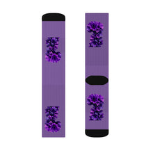 Load image into Gallery viewer, Floral Sublimation Socks - Purple Orchid Design | Trendy and Comfortable Footwear for Home and Casual Outings

