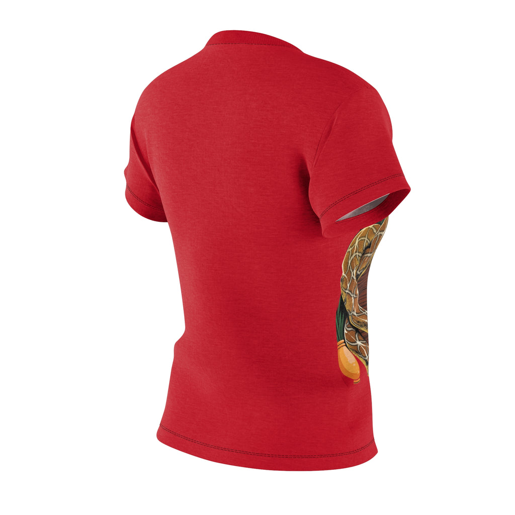 R$RH Luiloviie Red Women's All Over Print Crew Neck T-Shirt with Halloween Pet Design