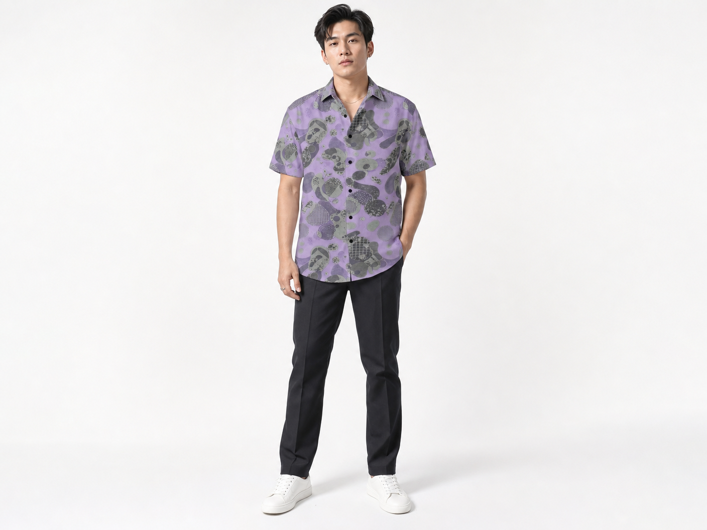 Rich and Rich Men's Lavender Fusion Designer Shirt