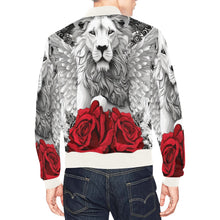 Load image into Gallery viewer, R&amp;RH Mens Caricature and Roses White Zipper Hoodie All Over Print Bomber Jacket for Men (Model H19)
