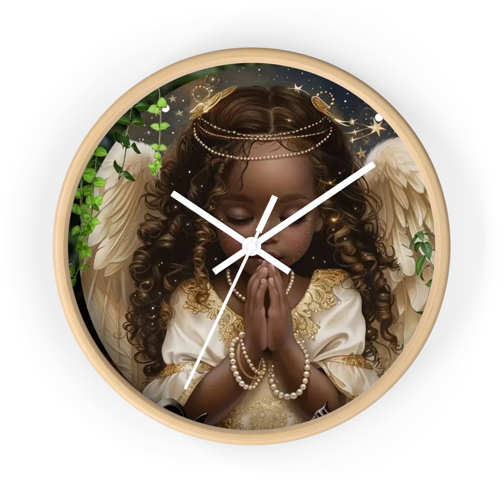Angel-Themed Wall Clock, Spiritual Home Decor, Meditation Gift, Nursery Wall Art, Prayer Clock