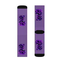 Load image into Gallery viewer, Floral Sublimation Socks - Purple Orchid Design | Trendy and Comfortable Footwear for Home and Casual Outings
