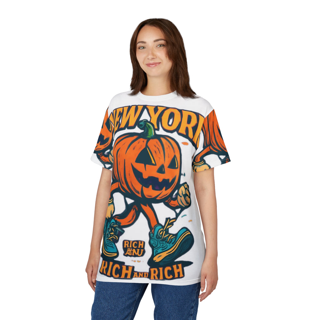 Halloween Pumpkin Unisex Tee, Unique Graphic T-Shirt, Seasonal Casual Wear, Fall Apparel, Perfect for Halloween Parties
