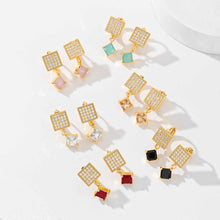 Load image into Gallery viewer, European American Zircon Earrings in Various Colors - Square Fashion Style
