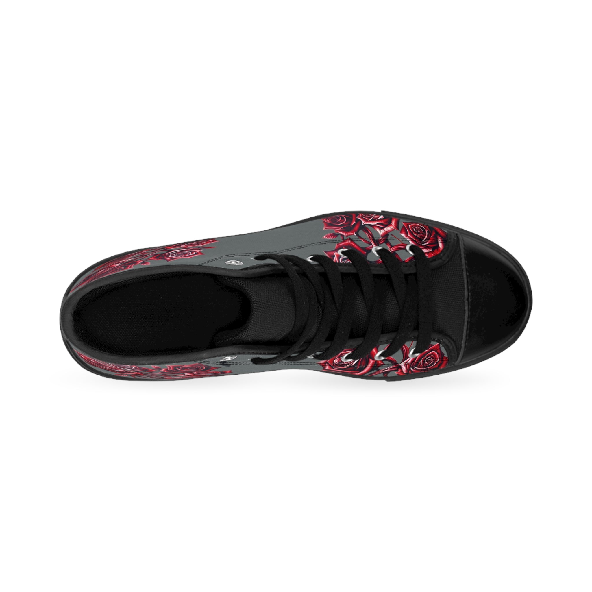 R&RH Women's Classic Red Roses Grey Sneakers - Stylish & Comfortable Footwear for Everyday Wear