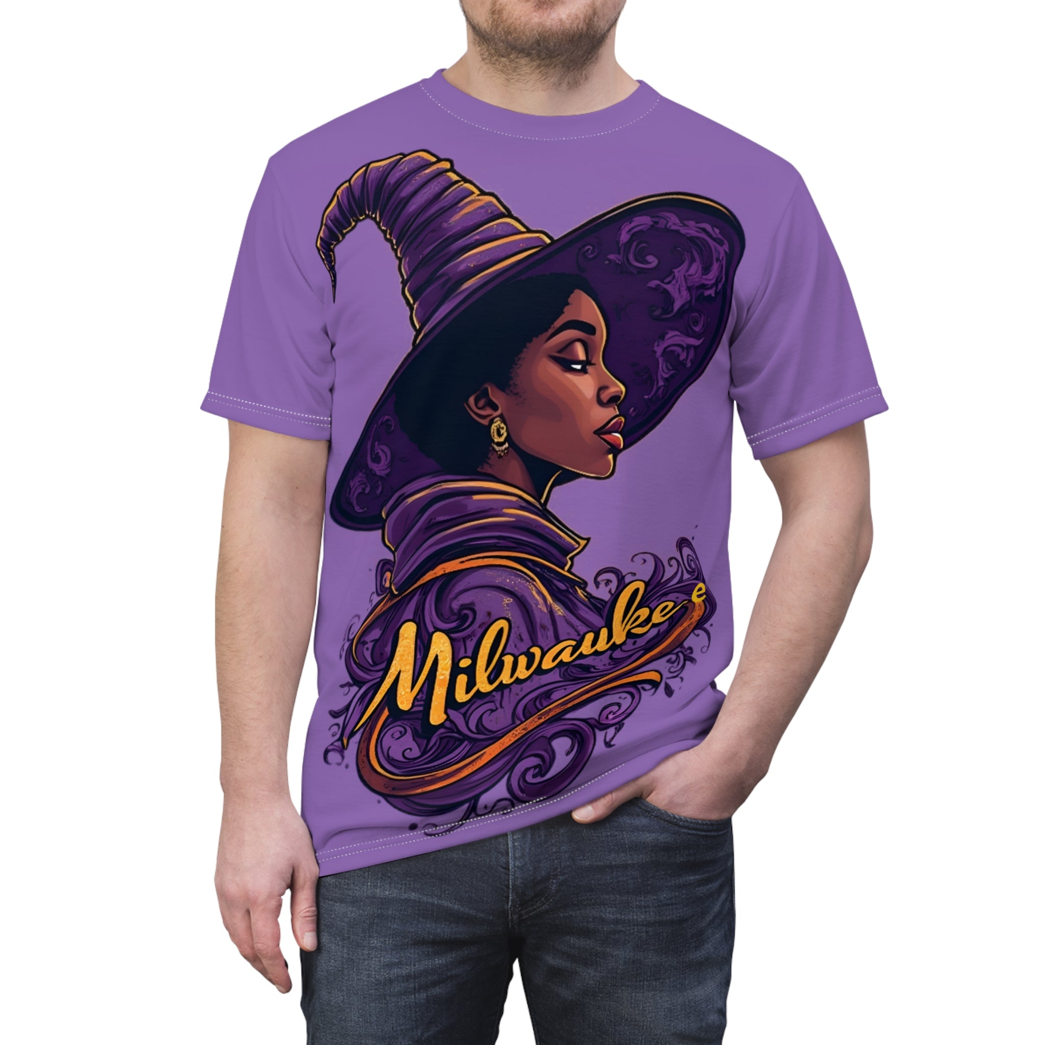 Witchy Unisex Tee - Magic Vibes, Purple Witch Design, Perfect for Halloween, Casual Wear, Unique Gift