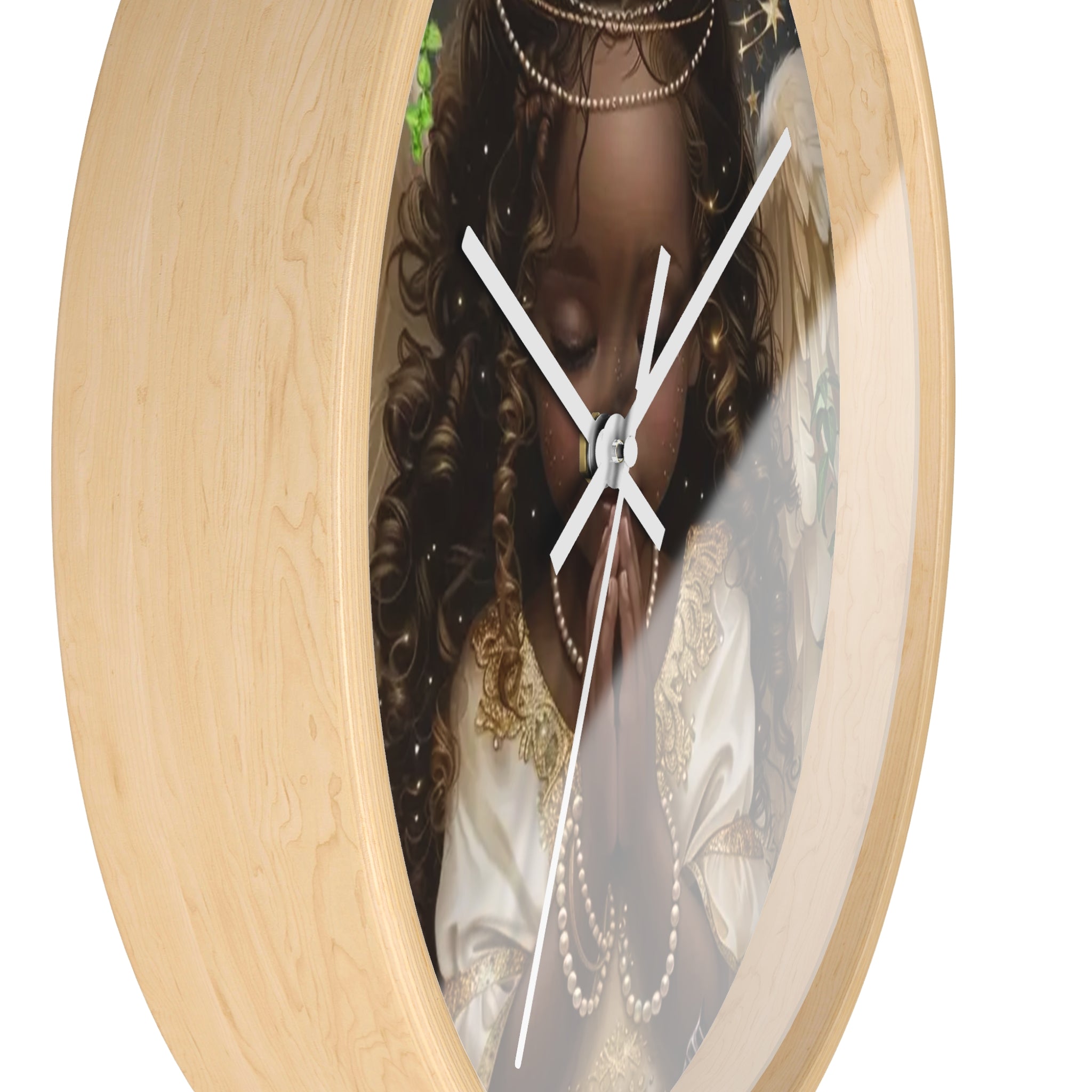 Angel-Themed Wall Clock, Spiritual Home Decor, Meditation Gift, Nursery Wall Art, Prayer Clock