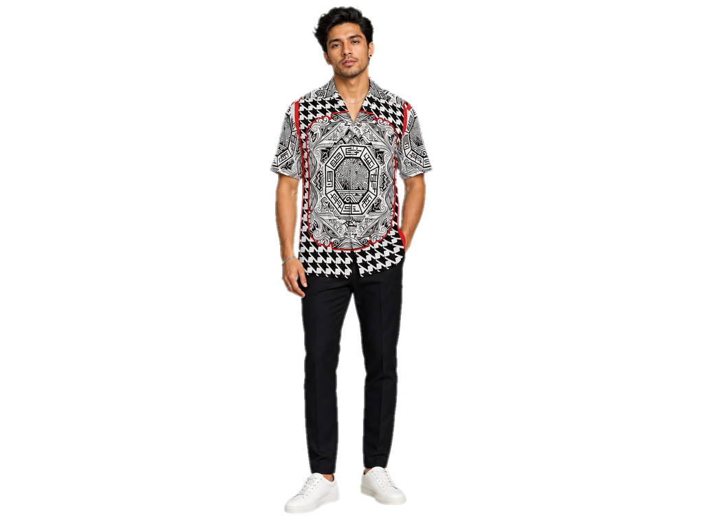 Rich and Rich Black and Red Trim Designer Shirt