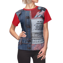Load image into Gallery viewer, Fashion-Forward Women Red Jean InspiredTee - Stylish Denim &amp; Lace Design for Trendsetters
