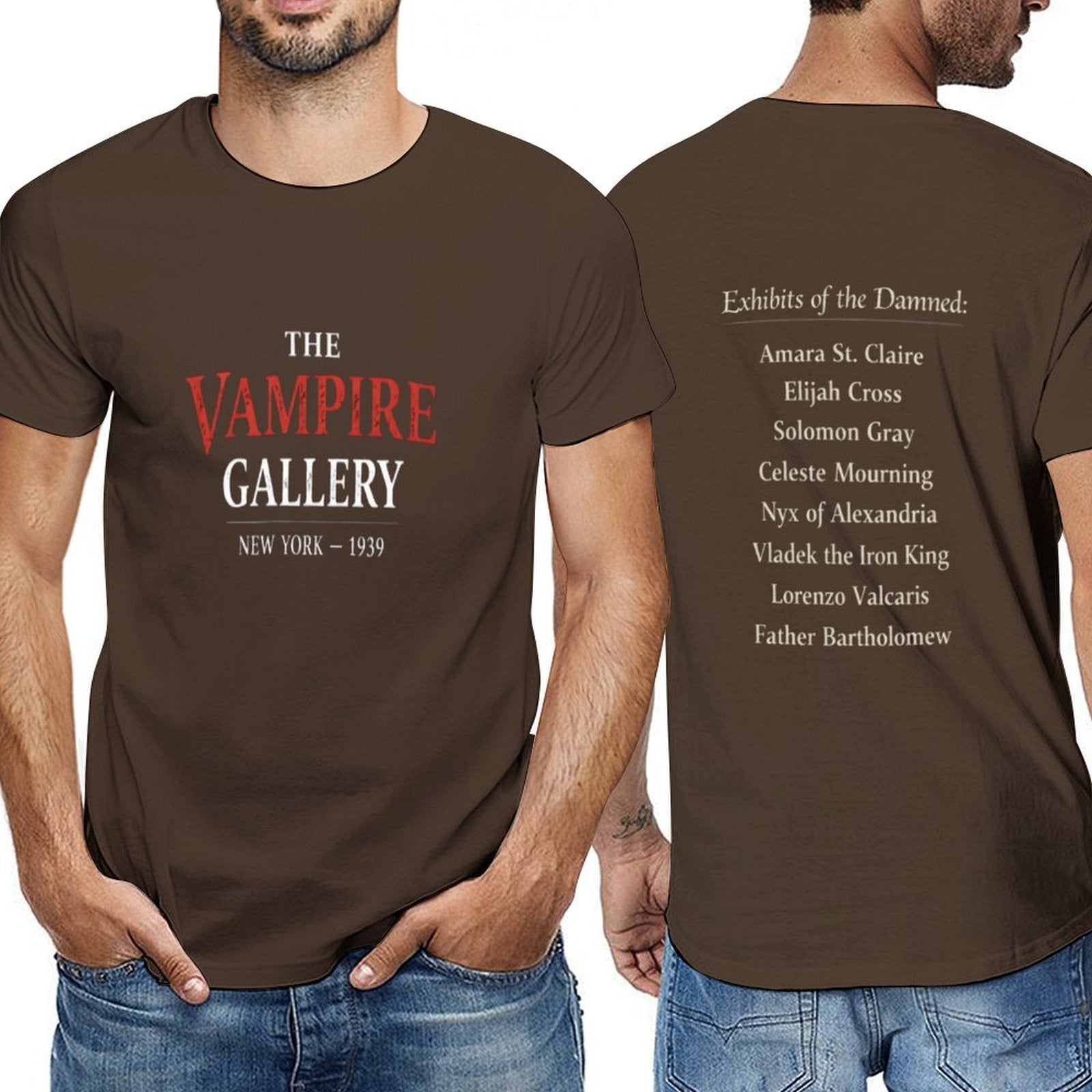 Men's short-sleeve T-shirt from The Vampire Gallery with printed design — additional view 14