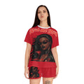 R&RH Luiiloviie women's vivid red graphic short pajama set with all-over print