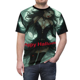 Unisex tee with gothic fairy all-over print, crew neck and dark fantasy aesthetic for Halloween — additional view 6