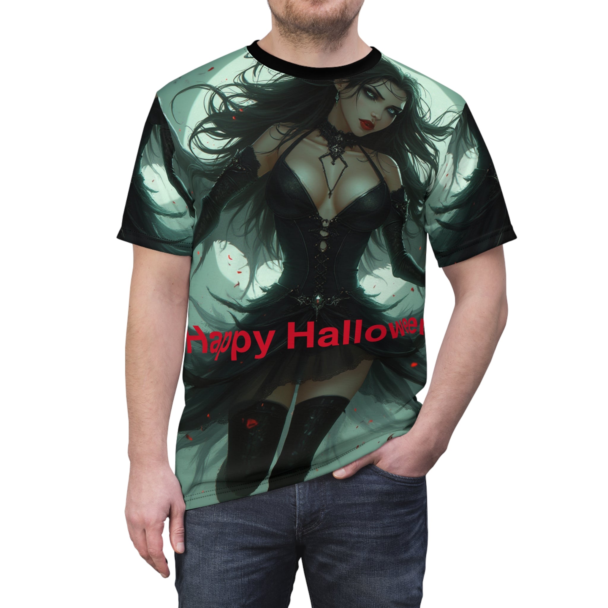 Halloween Gothic Fairy Unisex Tee with dark fantasy spooky graphic design
