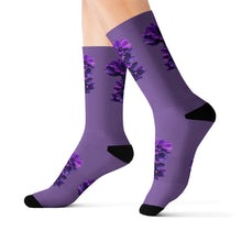 Load image into Gallery viewer, Floral Sublimation Socks - Purple Orchid Design | Trendy and Comfortable Footwear for Home and Casual Outings

