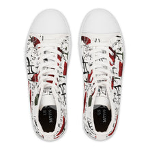 Load image into Gallery viewer, R&amp;RH Elegant Music Note High Top White Sneakers with Rose Design
