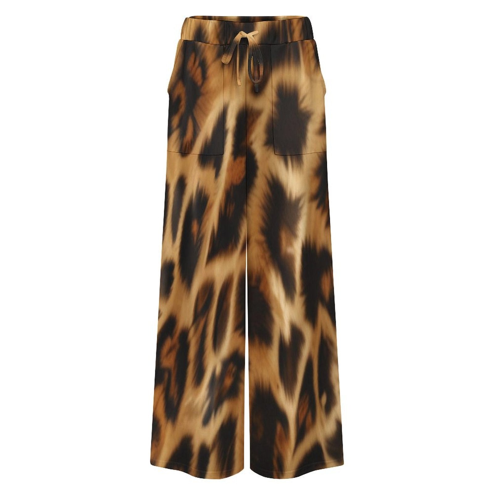 Rich and Rich Brown Animal Print Women's Wide-Leg Pants Suit with Adjustable Waist