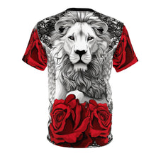 Load image into Gallery viewer, R&amp;RH Lion and Roses Red and Black Tee - Edgy  Graphic T-Shirt
