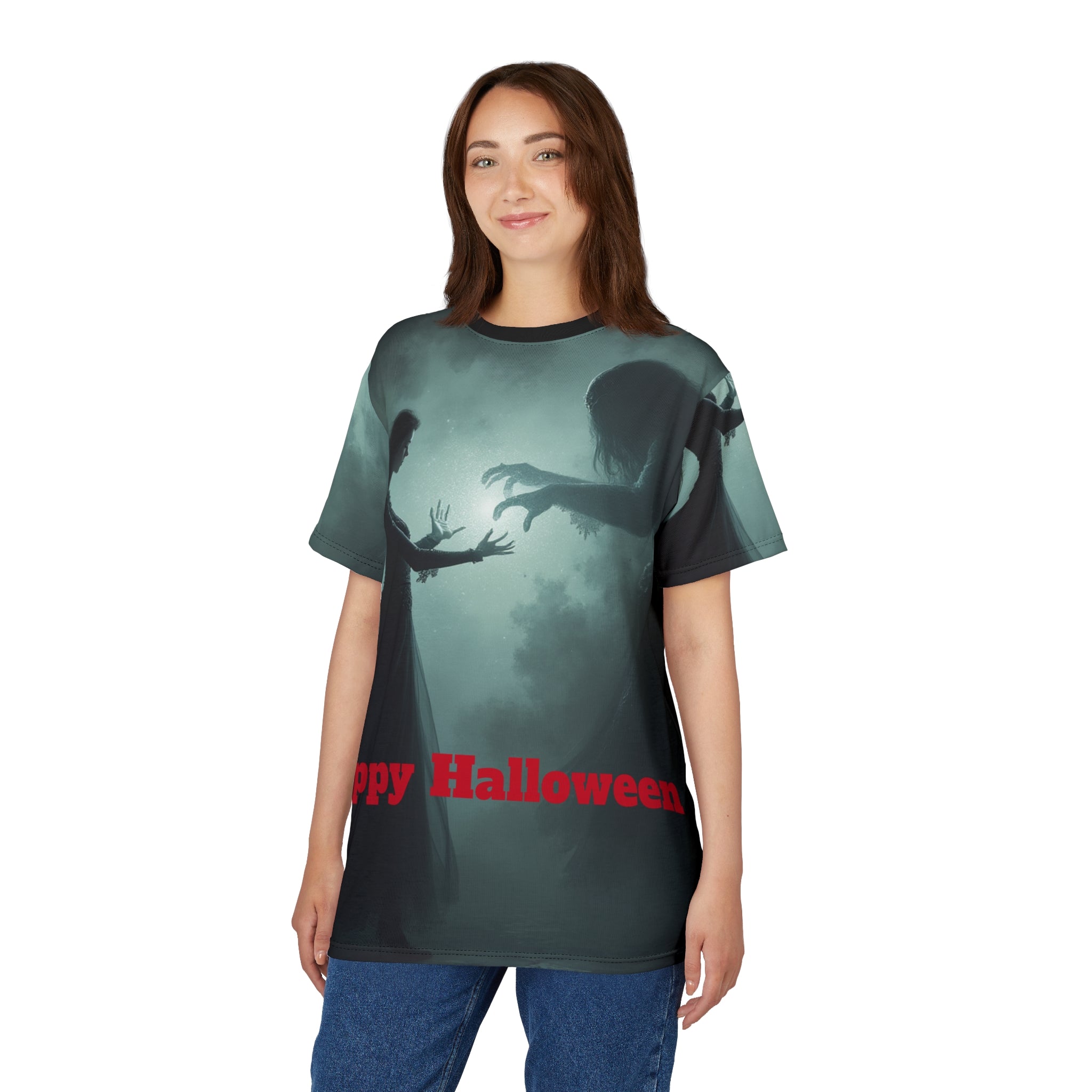 Halloween Unisex Cut & Sew Tee, Spooky Graphic T-Shirt, Fall Fashion, Halloween Costume, Unique Gift for Halloween Lovers