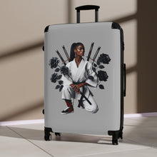 Load image into Gallery viewer, R&amp;RH Elegant Samurai Style Grey Womens Suitcase with Floral Design
