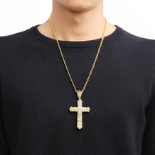 Load image into Gallery viewer, Iced Out Cross Necklace for Men - Sparkling Iced Out Men&#39;s Cross Pendant
