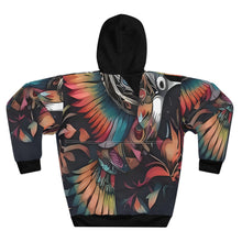 Load image into Gallery viewer, R&amp;RH Colorful Parrot-Inspired Unisex Pullover Hoodie - Vibrant Animal Print Design

