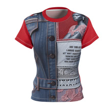 Load image into Gallery viewer, Fashion-Forward Women Red Jean InspiredTee - Stylish Denim &amp; Lace Design for Trendsetters
