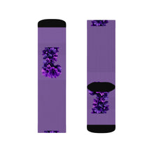 Load image into Gallery viewer, Floral Sublimation Socks - Purple Orchid Design | Trendy and Comfortable Footwear for Home and Casual Outings
