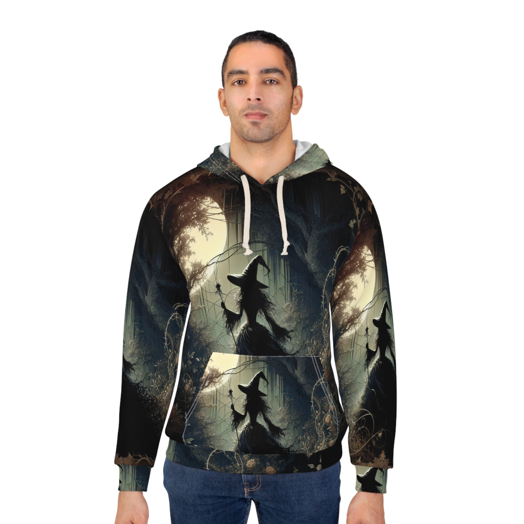 Mystical Witch Pullover Hoodie, Cozy Spellbinding Apparel, Perfect for Halloween, Witchy Vibes, Outdoor Adventures, Gift for Magic Lovers