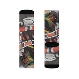Pair of crew socks with all-over Lady Viper sublimated print, ribbed tube and cushioned soles — additional view 8
