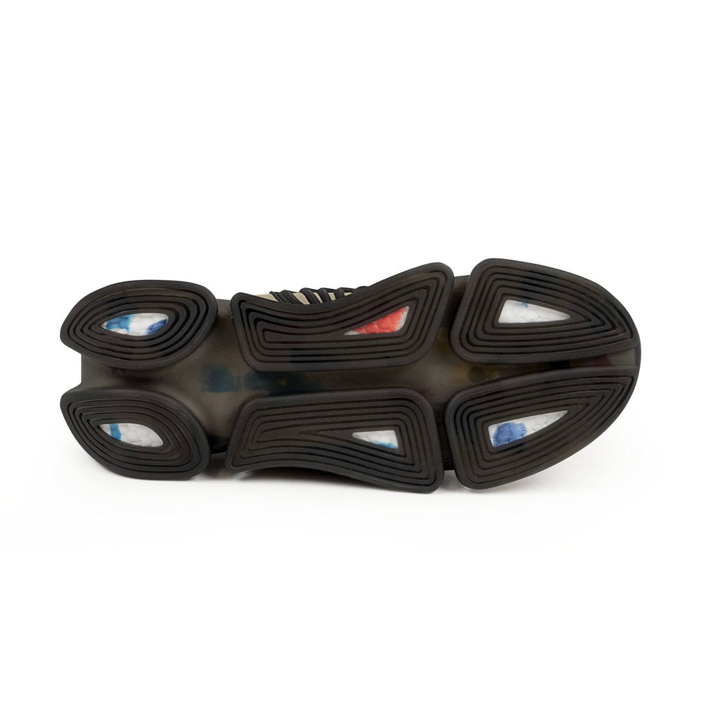Huh?! Men's black mesh sneaker with white sole and breathable design