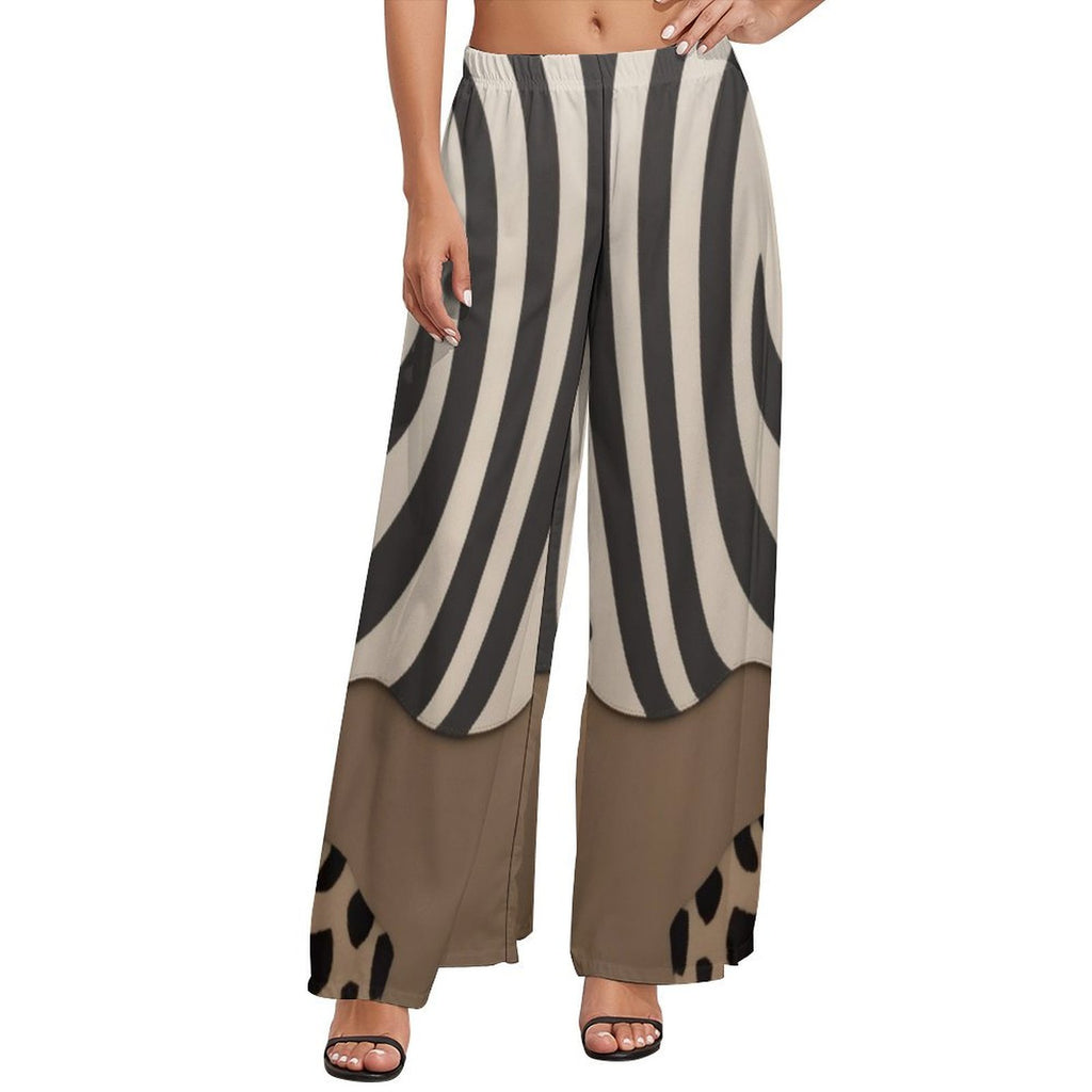 Rich and Rich Women's Wide Leg Pants with Zebra Animal Print