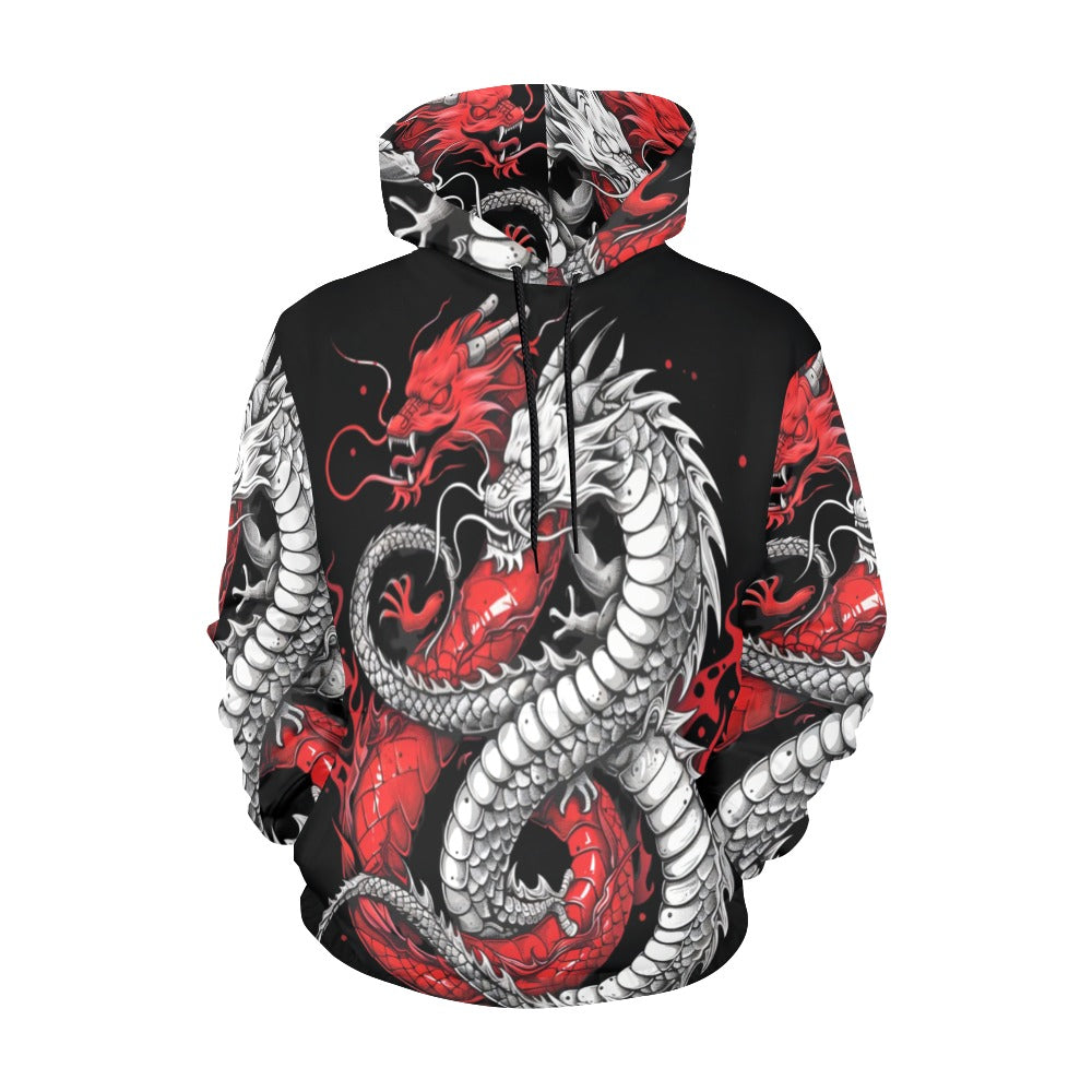 Rich and Rich Black and Red Snake Men's Hoodie featuring bold snake graphic design