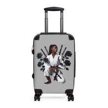 Load image into Gallery viewer, R&amp;RH Elegant Samurai Style Grey Womens Suitcase with Floral Design
