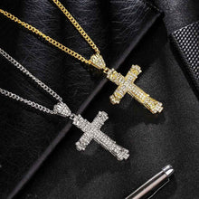 Load image into Gallery viewer, Iced Out Cross Necklace for Men - Sparkling Iced Out Men&#39;s Cross Pendant
