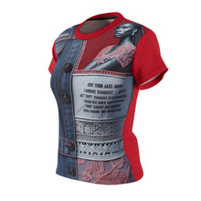 Load image into Gallery viewer, Fashion-Forward Women Red Jean InspiredTee - Stylish Denim &amp; Lace Design for Trendsetters
