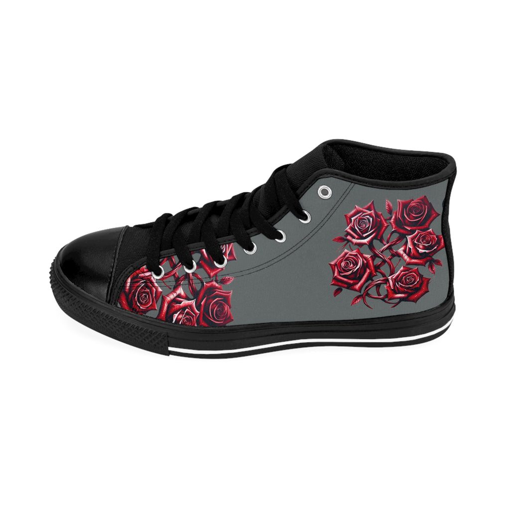 R&RH Women's Classic Red Roses Grey Sneakers - Stylish & Comfortable Footwear for Everyday Wear